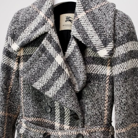 Burberry Grey House Check Wool Coat - Picture 4 of 14
